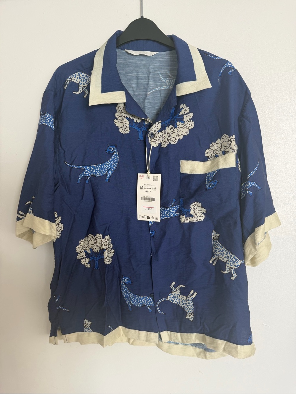 Zara Blue Floral Casual Button-Down Shirt